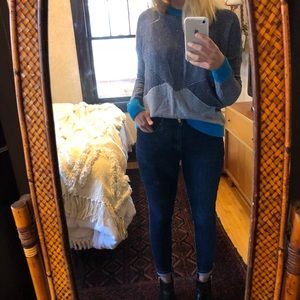 Hone Lightweight Sweater. Teal and navy